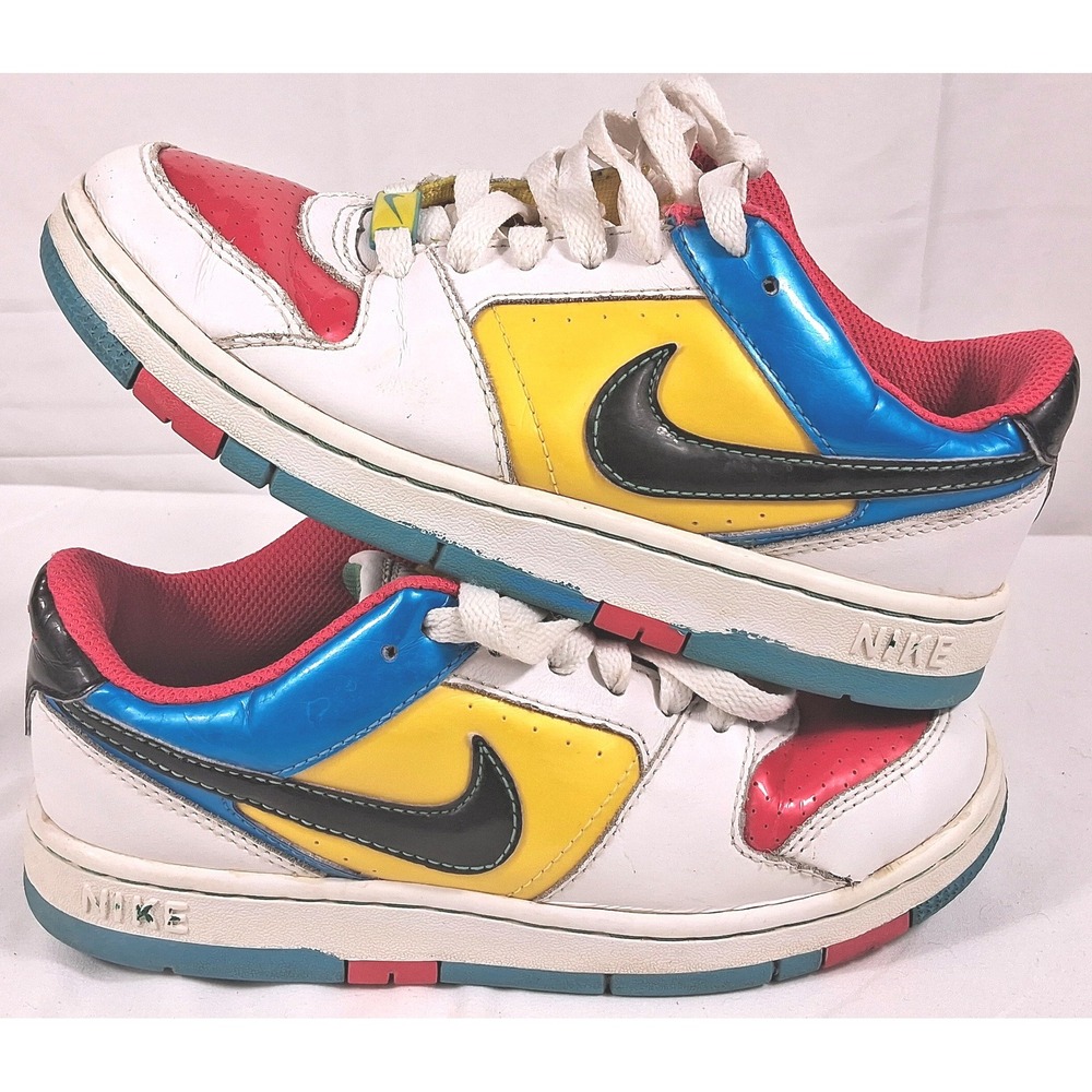Nike Big Nike Low GS Primary Colors White Red Blue Yellow 315981-101 Size 4Y